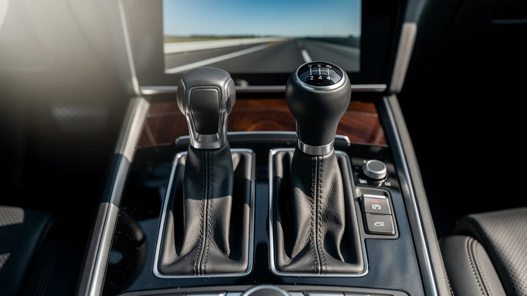 Intérieur voiture avec boîte manuelle et automatique, choix durable pour tenir la route